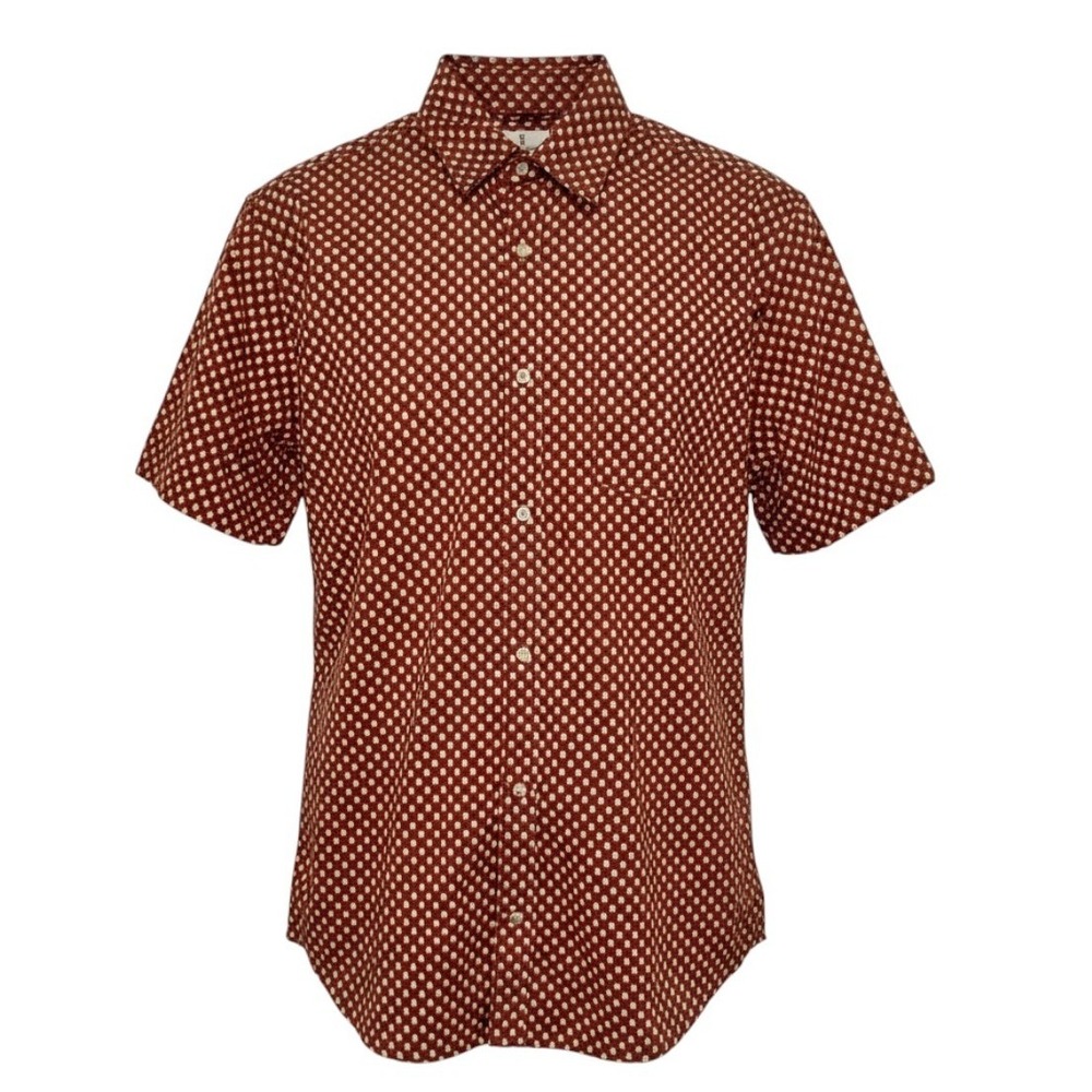 Mutual Weave Button Down Shirt Mens LT Copper Floral NWT Short Sleeve Big & Tall